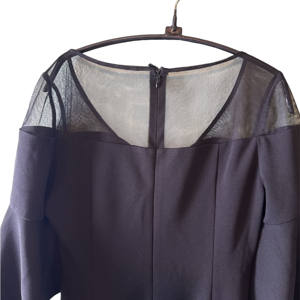 Calvin Klein Black Dress Sheer Shoulder Lined Sz4 Flutter Sleeve Party Cocktail - Picture 4 of 4